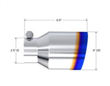 Load image into Gallery viewer, MBRP Burnt End Tip 2.5 ID 4 ID Out 6.5 length Single Wall Angle Cut 304 Stainless Steel performance exhaust upgrade