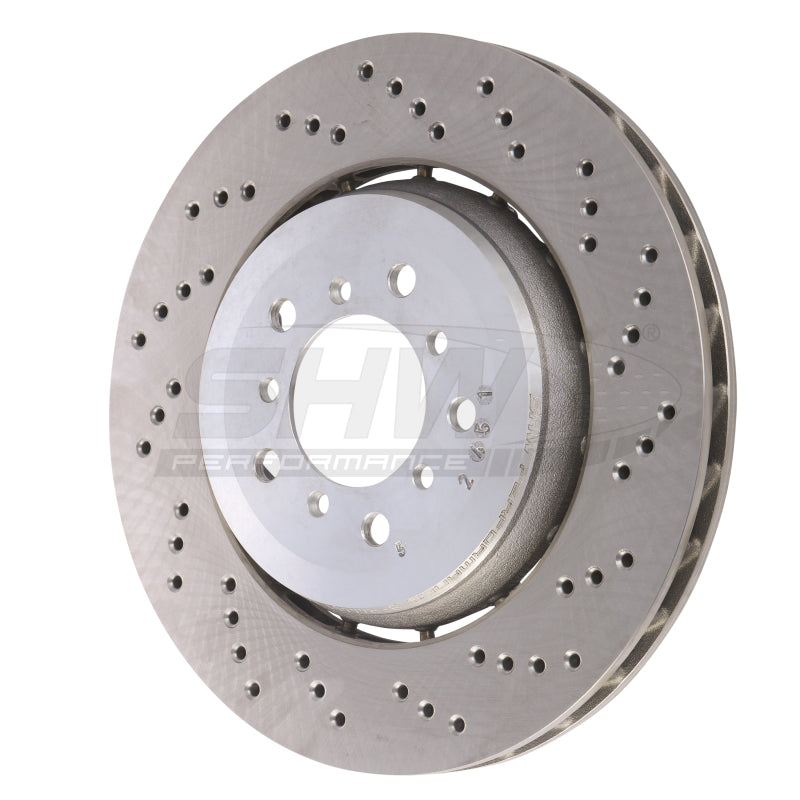SHW 05-06 BMW M3 3.2L Right Front Cross-Drilled Lightweight Brake Rotor (34112282446) high performance brakes