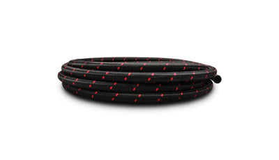 Vibrant -6 AN Two-Tone Black/Red Nylon Braided Flex Hose (5 foot roll) for performance car parts from DTX Performance