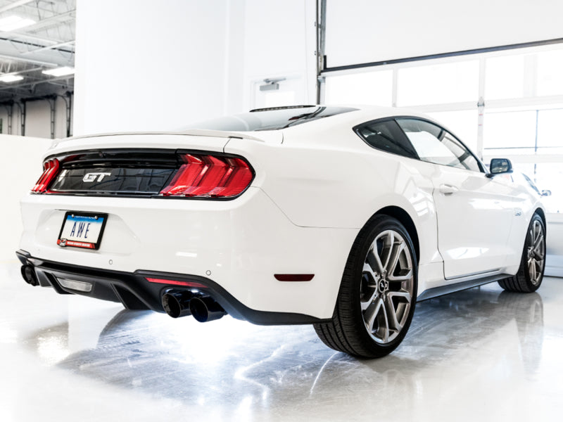 AWE Tuning 2018+ Ford Mustang GT (S550) Cat-back Exhaust - Touring Edition (Quad Diamond Black Tips) - DTX Performance