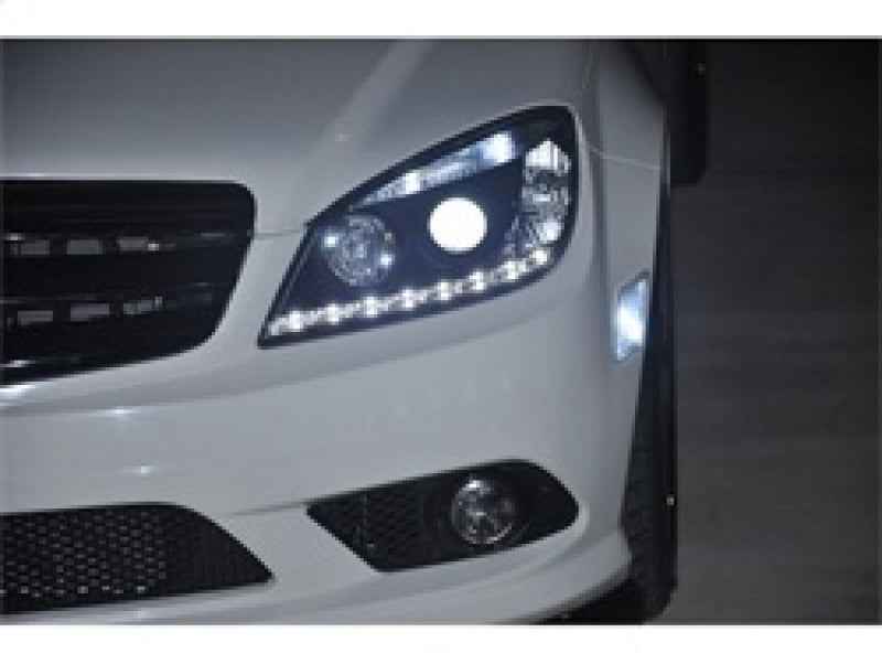 Spyder Mercedes Benz C-Class 08-11 Projector Headlights Halogen - DRL Blk PRO-YD-MBW20408-DRL-BK, performance car parts