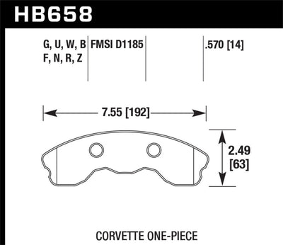 Hawk 06-13 Chevrolet Corvette Z06 DTC-60 Race Front Brake Pads specs, high performance car parts, brake upgrades, DTX Performance