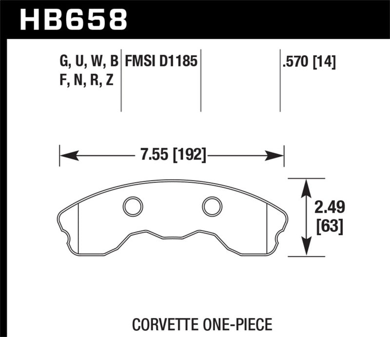 Hawk 10-11 Chevy Corvette Grand Sport / 06-08 Corvette Z06 (1 piece) Front DTC-70 Race Brake Pads - DTX Performance