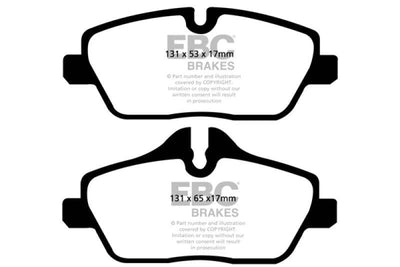 EBC 14+ Mini Hardtop 1.5 Turbo Cooper Redstuff Front Brake Pads - high performance brakes, dust-free, performance car parts