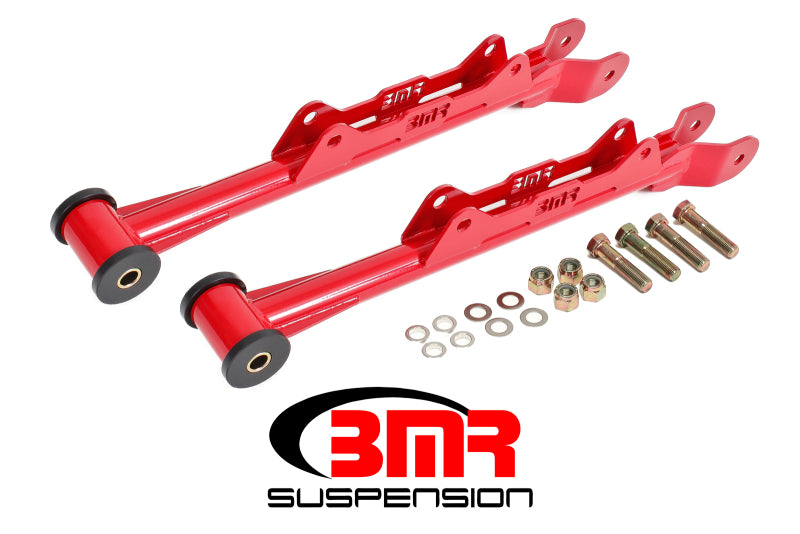 BMR 10-15 5th Gen Camaro Chrome Moly Non-Adj. Rear Lower Control Arms (Delrin) - Red - DTX Performance