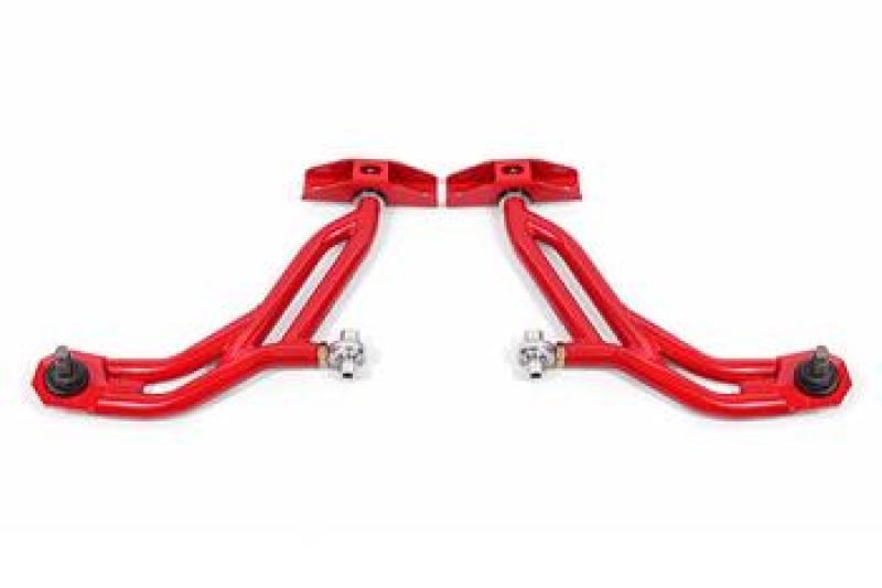 BMR 10-14 Ford Mustang Adj. Lower A-Arms w/ Delrin/Rod End / 19mm Tall Ball Joint - Red - DTX Performance