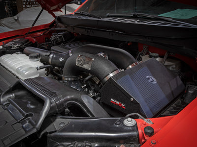 aFe Rapid Induction Pro 5R Cold Air Intake System for Ford F-150 Raptor, enhancing engine airflow and performance by DTX Performance.