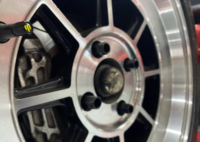 Whiteline Valve Caps(Set of 4) on wheel, enhancing performance and protection; perfect for DTX Performance and veteran-owned shops.