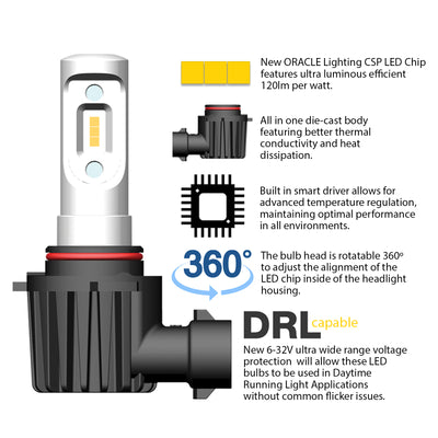 Oracle 9005 - VSeries LED Headlight Bulb Conversion Kit - 6000K with advanced flip-chip LED technology, 360-degree rotation