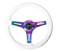 Load image into Gallery viewer, NRG Classic Wood Grain Steering Wheel (350mm) White Paint Grip w/Neochrome 3-Spoke Center for performance car upgrades
