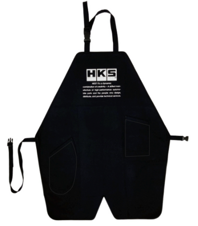 HKS Mechanic Apron for performance upgrades, DTX Performance shop gear, featuring pockets for tools, ideal for tuning and repairs.