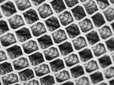 Close-up of aFe Momentum Pro DRY S Replacement Air Filter demonstrating mesh and pleat design for enhanced performance.