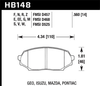 Hawk 90-93 Geo Storm / 90-92 Isuzu Impulse / 90-93 Mazda Miata DTC-30 Front Race Pads - Performance car parts.