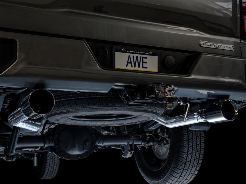 AWE Tuning 4th Gen GM 1500 5.3L 0FG Catback Split Rear Exit (Flat Bumper) - Dual Diamond Tips - DTX Performance