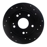 R1 2016-2025 Honda Civic Hatchback Rear Right Drilled & Slotted Black Brake Rotor