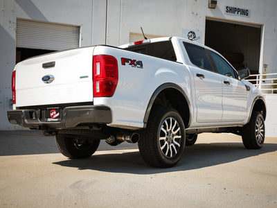 aFe Apollo GT Series 3in 409 SS Axle-Back Exhaust 2019 Ford Ranger 2.3L w/ Black Tips on white pickup truck by DTX Performance
