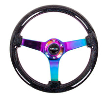 Load image into Gallery viewer, NRG Reinforced Steering Wheel (350mm / 3in. Deep) Classic Blk Sparkle w/4mm Neochrome 3-Spoke Center for performance car tuning