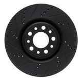 R1 2017-2025 Alfa Romeo Stelvio Front Left Drilled & Slotted Black Brake Rotor