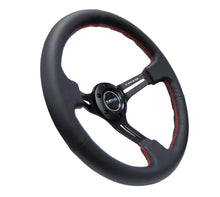 Load image into Gallery viewer, NRG Reinforced Steering Wheel (350mm / 3in. Deep) Black Leather/Red Stitch &amp; Blk 3-Spoke w/Slits for performance car parts