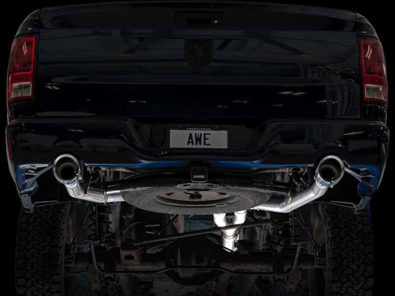 AWE Tuning 09-18 RAM 1500 5.7L (w/Cutouts) 0FG Dual Rear Exit Cat-Back Exhaust - Chrome Silver Tips - DTX Performance