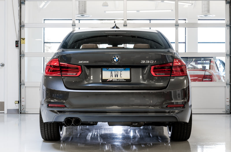 AWE Tuning BMW F3X 28i / 30i Touring Edition Axle-Back Exhaust Single Side - 80mm Black Tips - DTX Performance