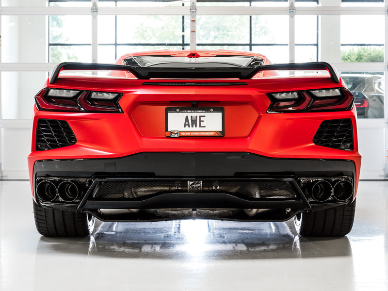 AWE Tuning 2020 Chevrolet Corvette (C8) Touring Edition Exhaust - Quad Diamond Black Tips - DTX Performance