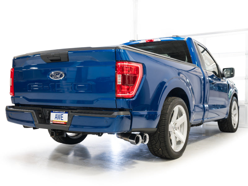 AWE 21-25 Ford F150 (14th Gen Reg Cab) Cat-Back Exhaust - 4.5in Dual Side Exit Chrome Tips, high performance auto parts