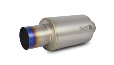 Vibrant Titanium Muffler w/Straight Cut Burnt Tip 2.5in. Inlet / 2.5in. Outlet by DTX Performance, high performance auto parts