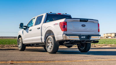 Ford F-150 with Borla F-150 2021 5.0L 4dr CC SB EC STB Lariat/KR/Platinm/LTD 3/2.25 SRE Cat-Back ATAK Black CHR Tips exhaust system.