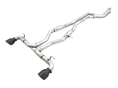 AWE 2020 Toyota Supra A90 Resonated Track Edition Exhaust - 5in Diamond Black Tips, performance car parts by DTX Performance