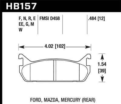 Hawk 89-93 Miata HP+ Street Rear Brake Pads (D458) - high performance car parts, brake upgrades, DTX Performance, tuning upgrades