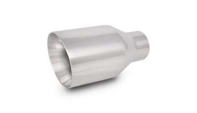 Vibrant 4in OD Round SS Exhaust Tip (Double Wall Angle Cut Beveled Outlet) 3in. ID Inlet for performance cars