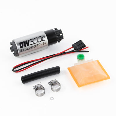 DeatschWerks 340lph DW300C Compact Fuel Pump w/ Universal Install Kit for performance car parts and engine performance upgrades.