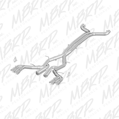 MBRP 2016 Chevy Camaro V8 6.2L 6spd 3in Alum Race Dual Cat Back w/ 4.5in Quad Dual Wall Tips high performance exhaust system.