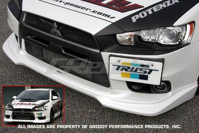 GReddy 08+ Mitsubishi Evolution X Urethane Front Lip Spoiler for performance upgrades by DTX Performance.