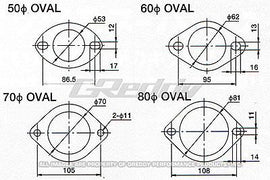 GReddy 80mm Oval Exhaust Gasket diagram for DTX Performance, high performance car parts, tuning upgrades, veteran owned shop.