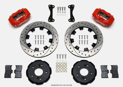 Wilwood Forged Dynalite Front Hat Kit 12.19in Drilled Red for Acura RSX 02-06 with high performance brakes and calipers