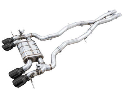 AWE SwitchPath Catback Exhaust for BMW G8X M3/M4 - Diamond Black Tips - High performance car parts by DTX Performance