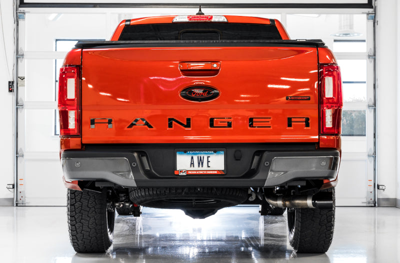 AWE Tuning 2019+ Ford Ranger 0FG Performance Exhaust System w/Diamond Black Tips & Rock Guard - DTX Performance