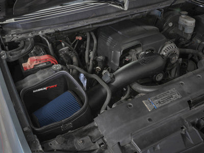aFe Magnum FORCE Stage-2 Pro 5R Cold Air Intake System in engine bay, performance upgrade for Chevrolet Silverado, GMC Yukon