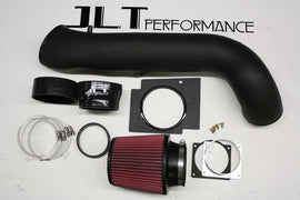JLT 96-98 Ford Mustang SVT Cobra Black Textured Cold Air Intake Kit w/Red Filter for high performance improvements.