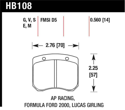 Hawk AP Racing 14mm Blue 9012 Race Brake Pads, high performance brakes for Formula Ford 2000, Lucas Girling, DTX Performance