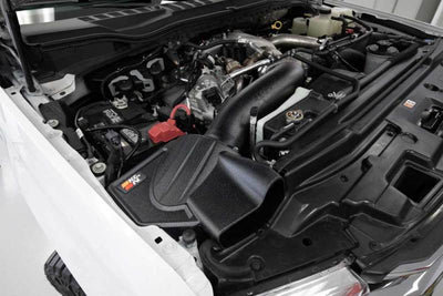 K&N 63 Series AirCharger Performance Intake 20-21 Ford F250 V8-6.7L DSL installed in engine for enhanced airflow