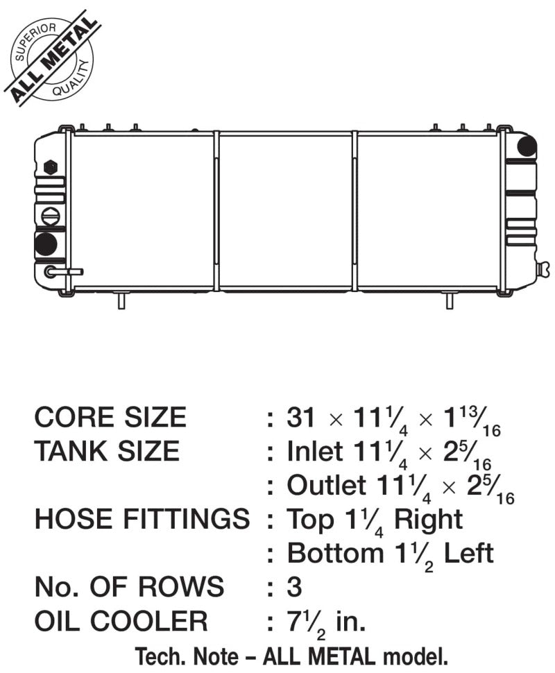 CSF 88-90 Jeep Cherokee 4.0L Heavy Duty 3 Row All Metal Radiator - DTX Performance