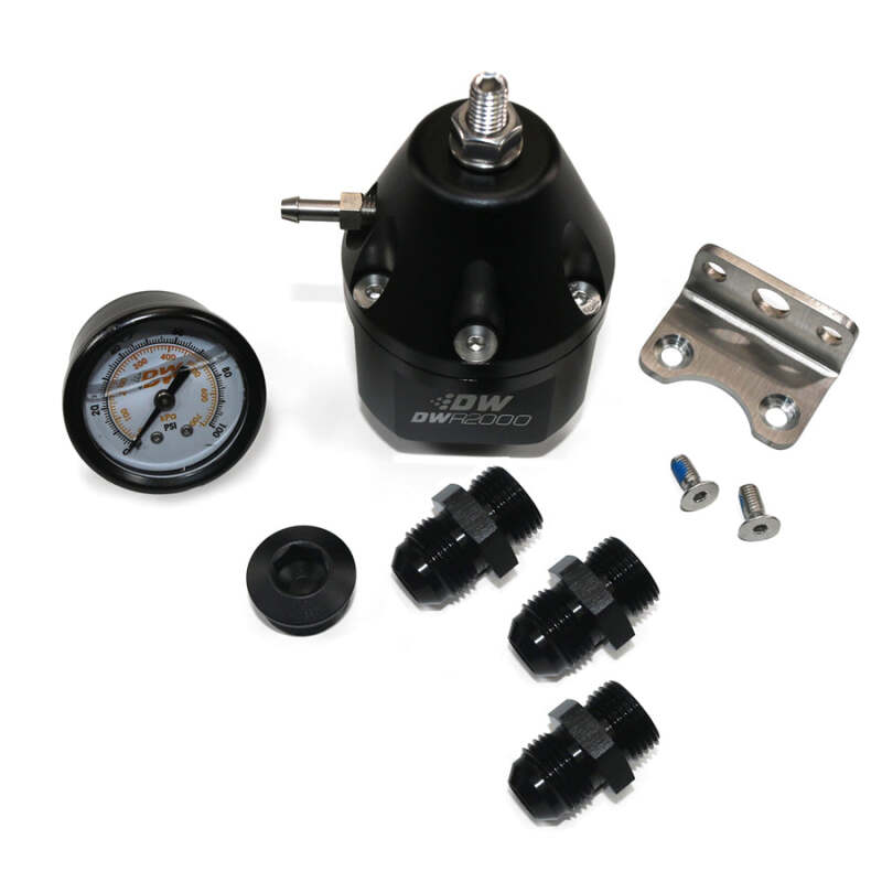 DeatschWerks DWR2000 AFPR + Pressure Gauge + 10AN & 8AN Fittings - Anodized Black - DTX Performance