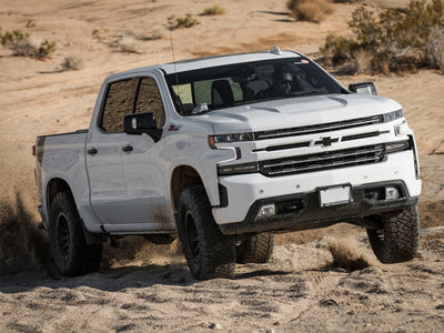 ICON 2019+ GM 1500 1.5-3.5in Stage 2 Suspension System w/Tubular Uca installed on white truck