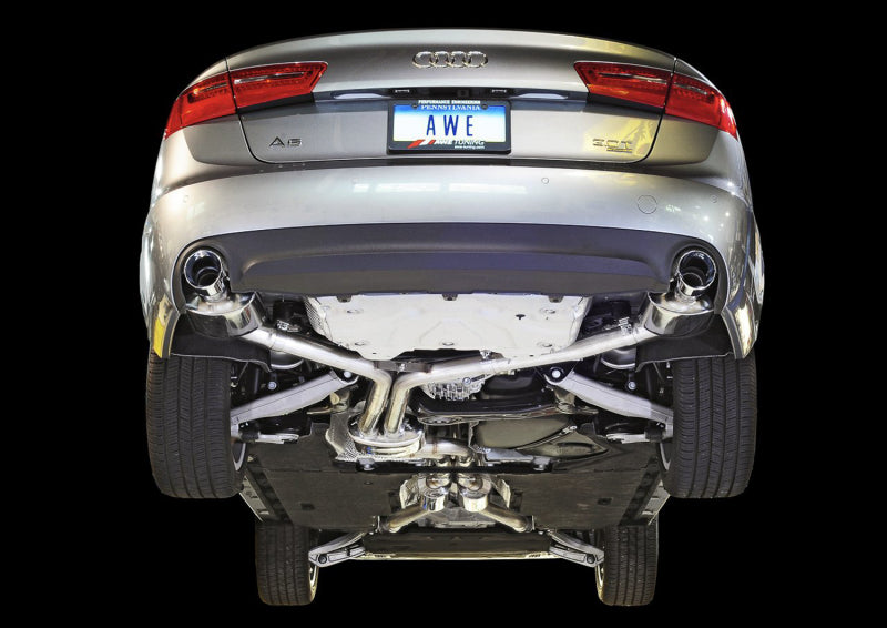 AWE Tuning Audi C7 A6 3.0T Touring Edition Exhaust - Dual Outlet Chrome Silver Tips - DTX Performance