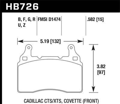 Hawk 10-17 Chevrolet Camaro HP+ Compound Front Brake Pads diagram for performance car parts by DTX Performance, veteran owned shop
