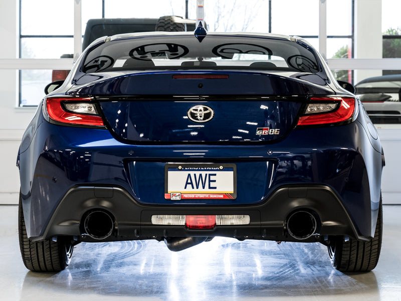 AWE Subaru BRZ / Toyota GR86 / Toyota 86 Track Edition Cat-Back Exhaust- Diamond Black Tips - DTX Performance