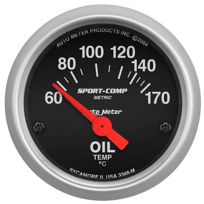 Autometer Sport-Comp 52mm 60-170 Degree Short Sweep Electronic Oil Temperature Gauge for performance car parts and engine performance